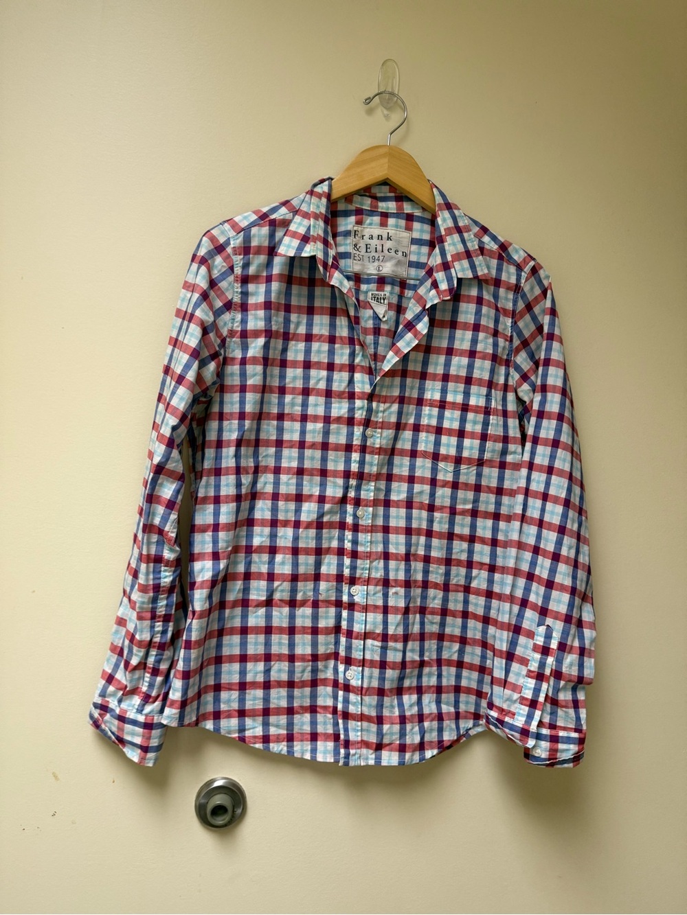 Frank & Eileen Luke Men's Plaid Button-Up Shirt in Red, Blue, White▪️